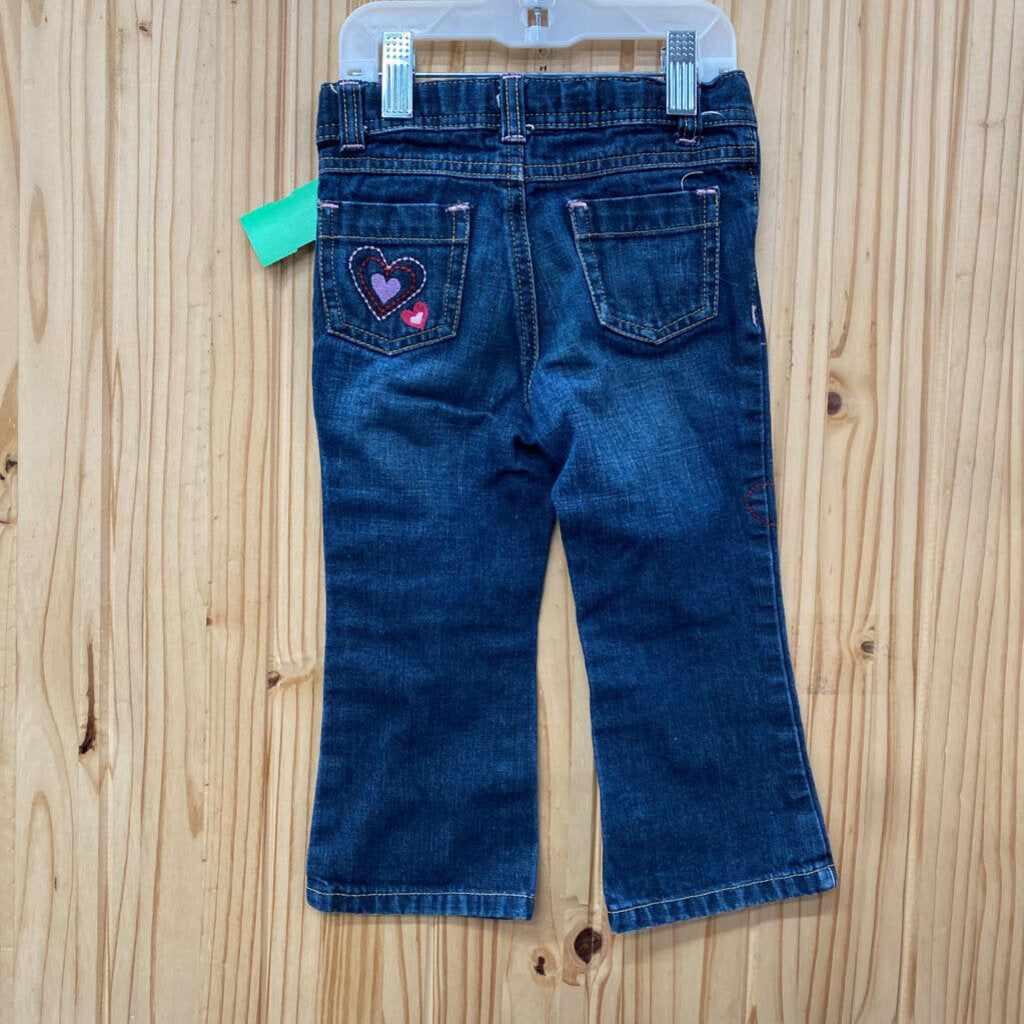 GIRLS OLD NAVY DENIM JEANS W/HEARTS Y2K 2T