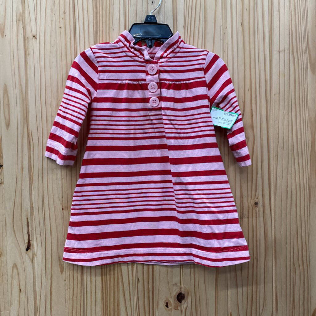GIRLS OLD NAVY LS DRESS RED/PINK STRIPE Y2K 2T