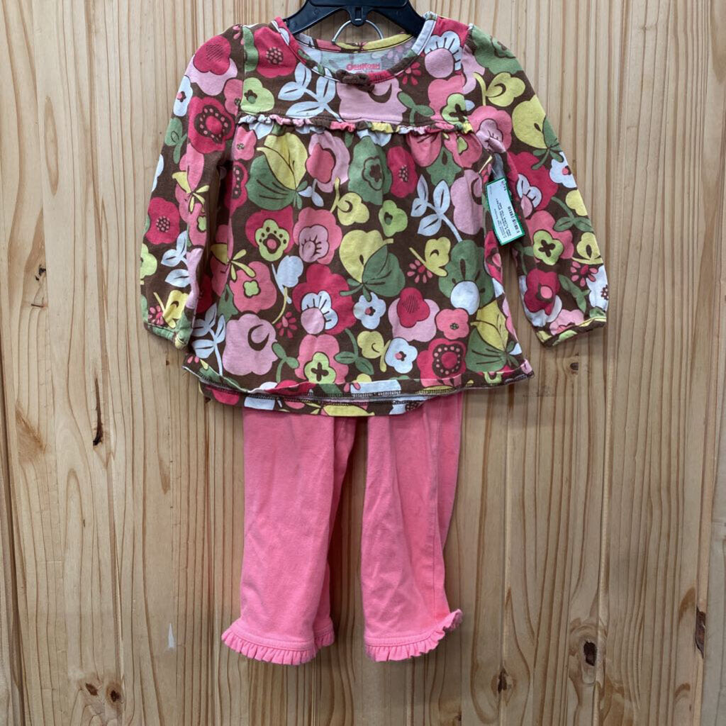 GIRLS OSHKOSH 2PCSET PINK FLORA Y2K 24M