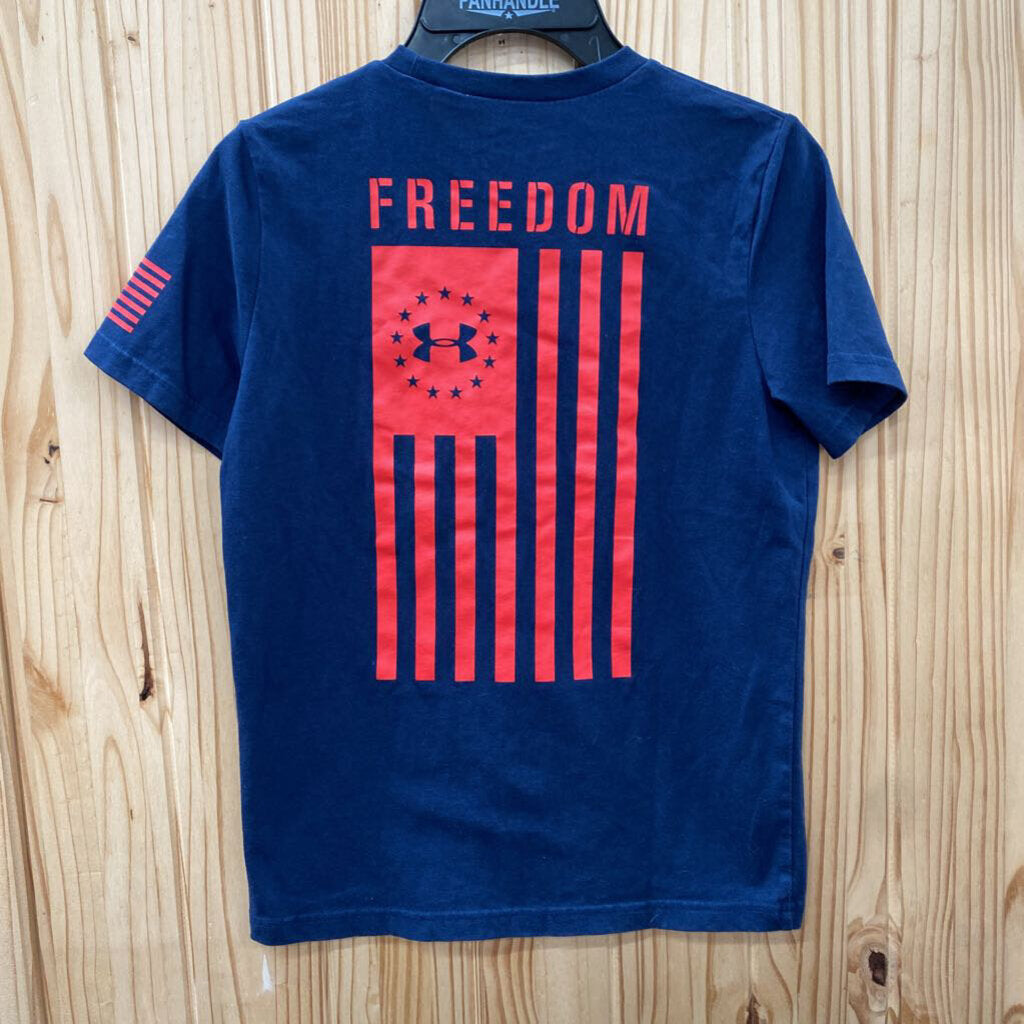 BOYS UNDER ARMOUR NAVY BLUE/RED SHIRT YMD 8