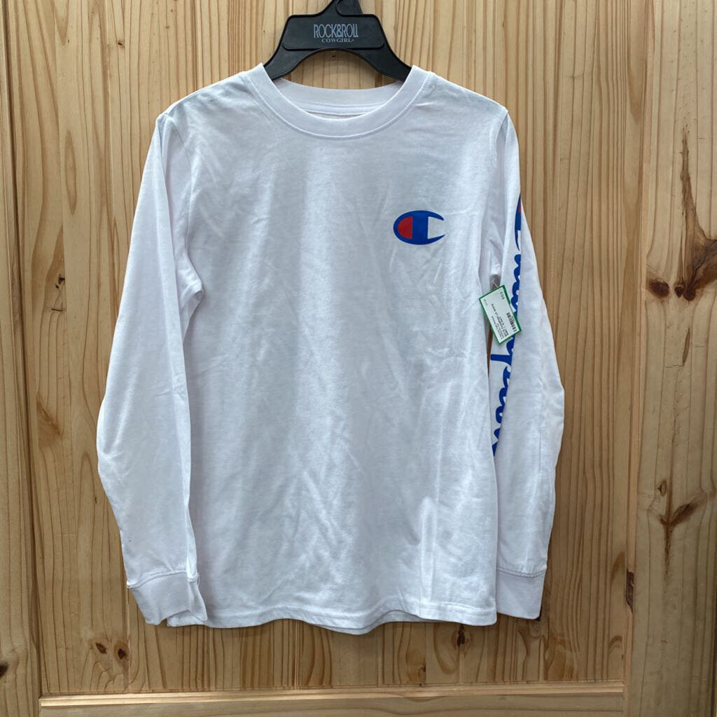 BOYS CHAMPION LS WHITE SHIRT L 12 NWT
