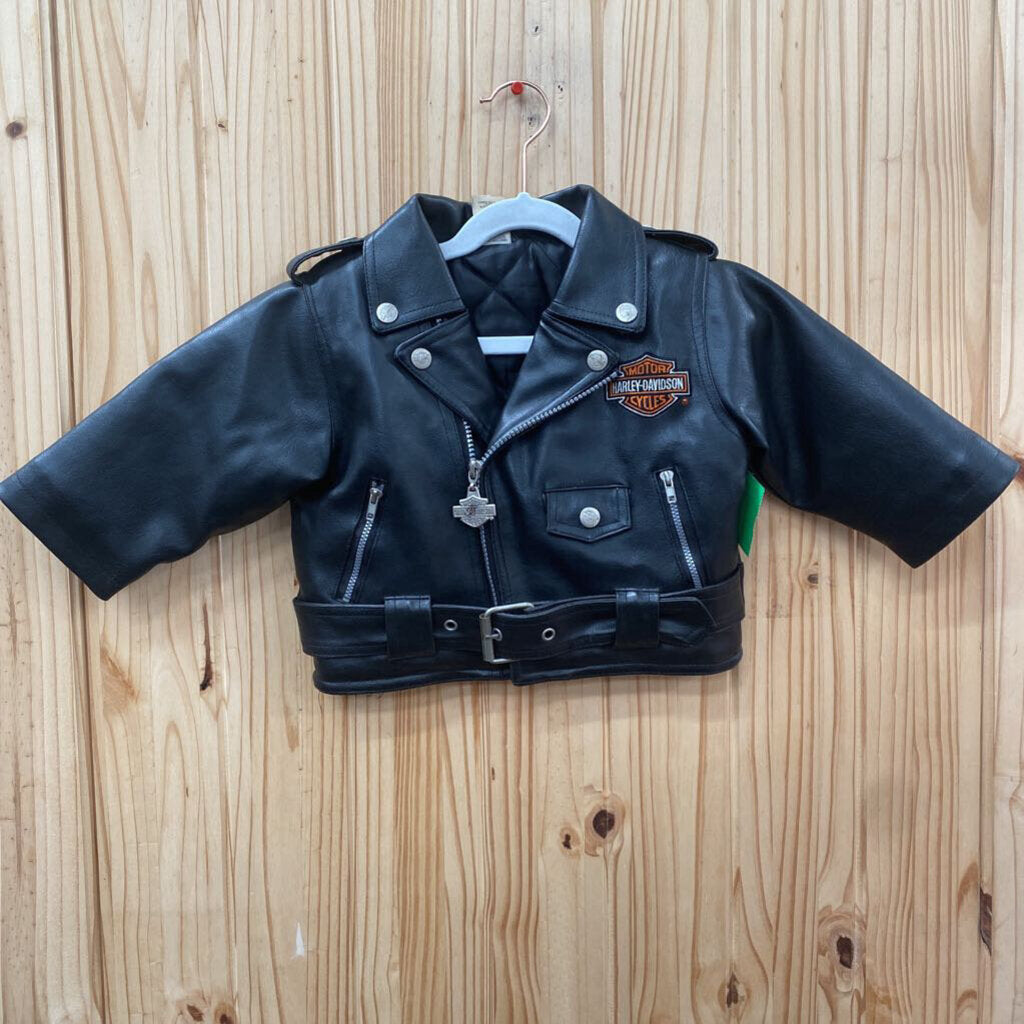 BOYS HARLEY DAVIDSON LEATHER JACKET BLK 18M