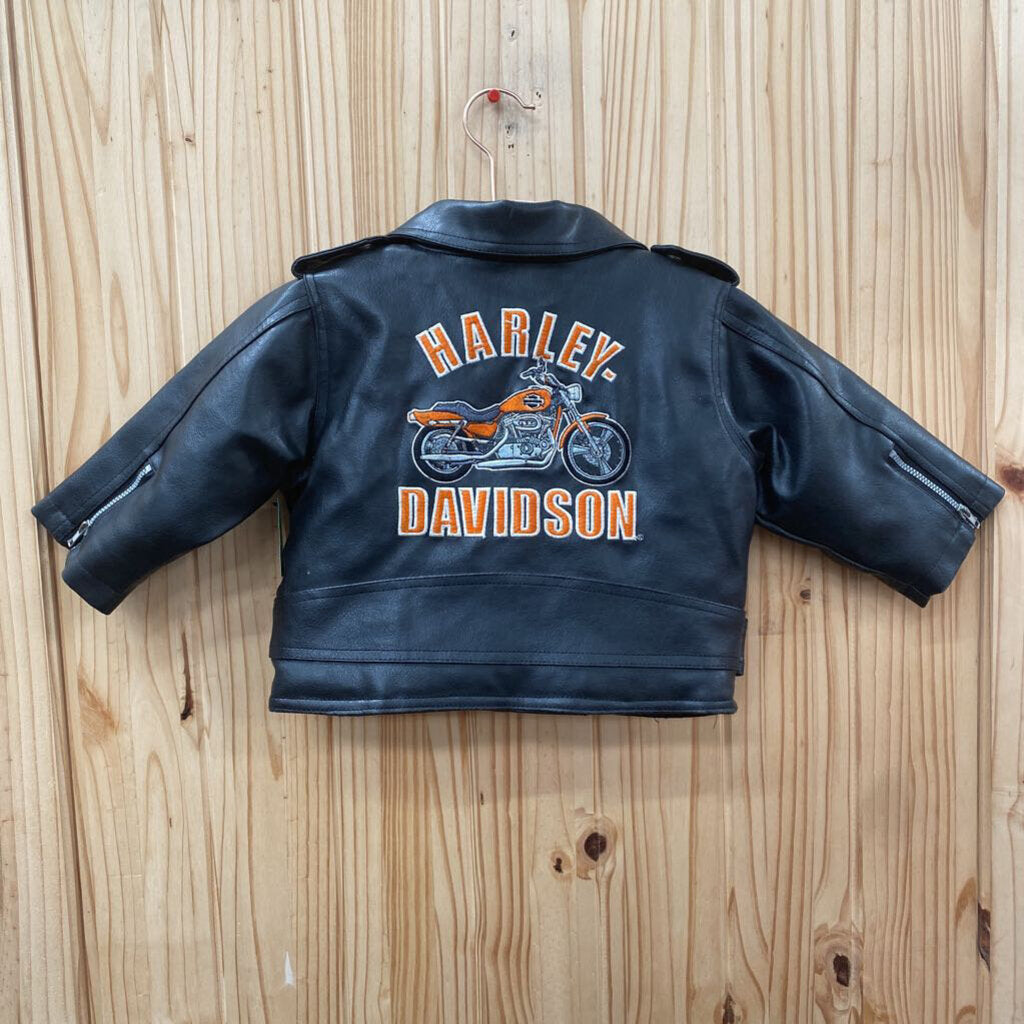 BOYS HARLEY DAVIDSON LEATHER JACKET BLK 18M