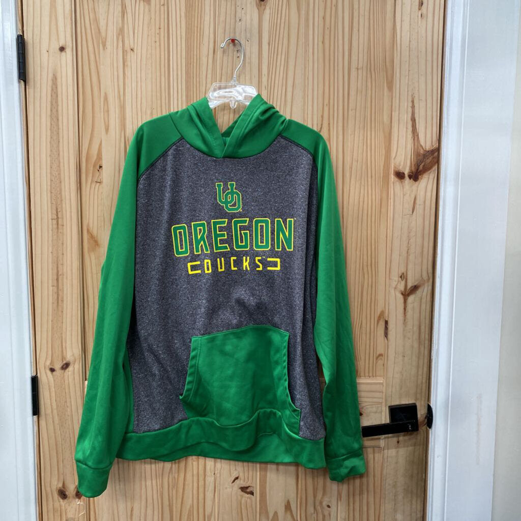 MENS OREGON DUCKS HOODIE GREY/GREEN/YELLOW HOODIE 2XL