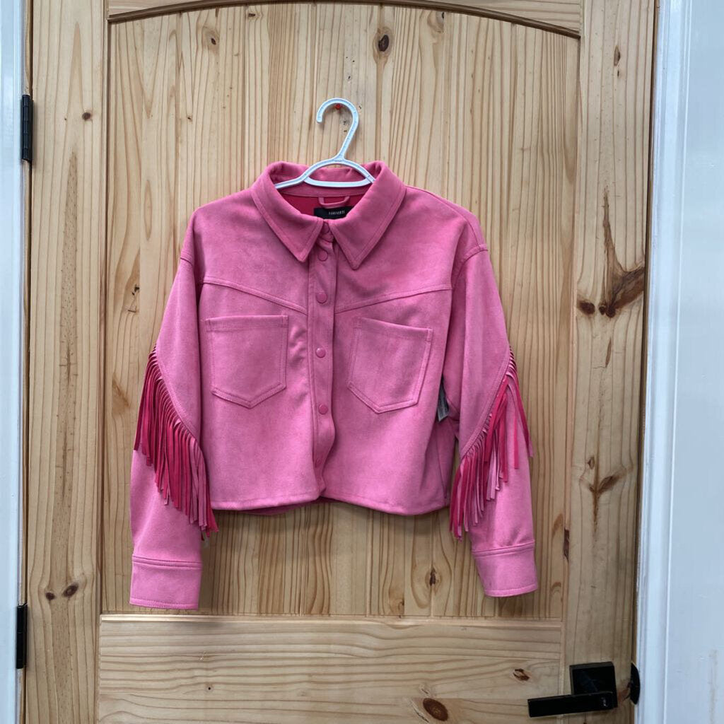 WOMENS FOREVER 21 PINK JACKET W/FRINGE M