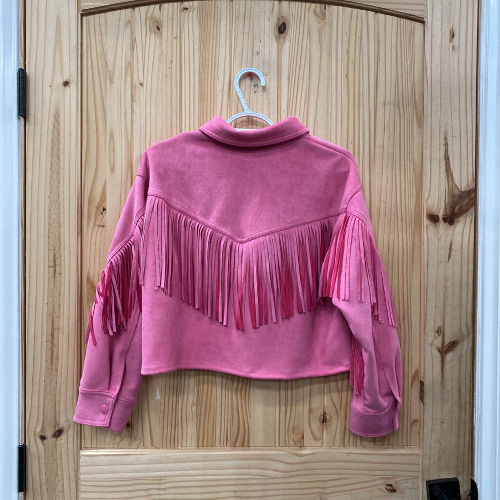 WOMENS FOREVER 21 PINK JACKET W/FRINGE M