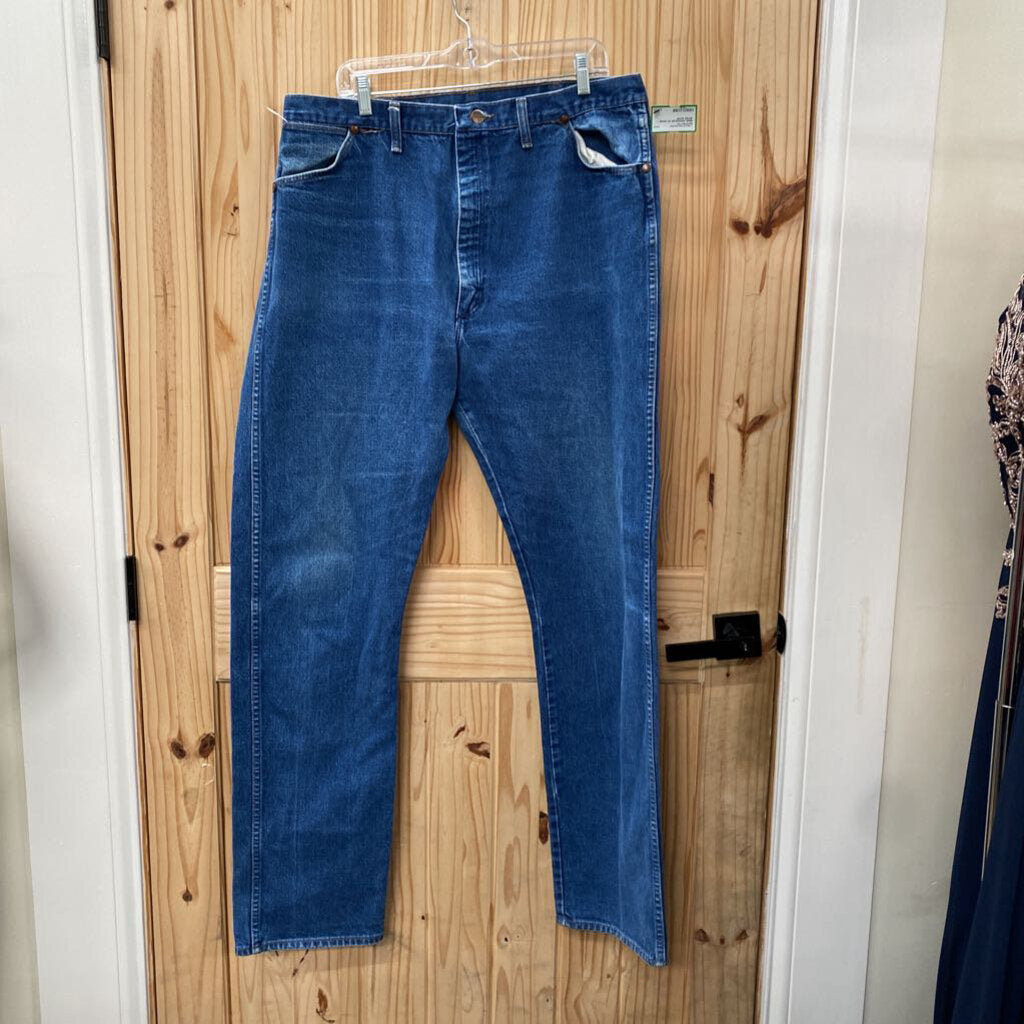 MENS WRANGLER DK DENIM JEANS 42X36