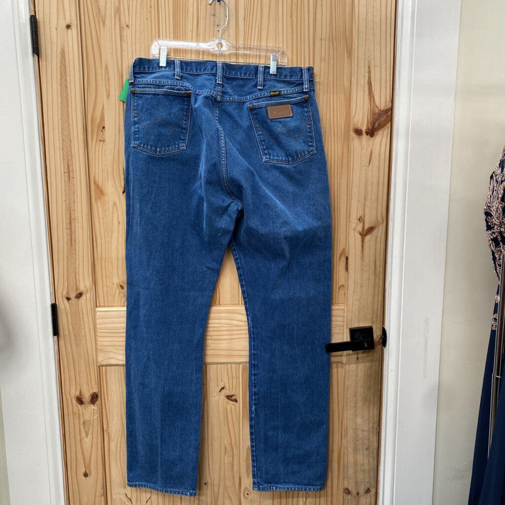 MENS WRANGLER DK DENIM JEANS 42X36