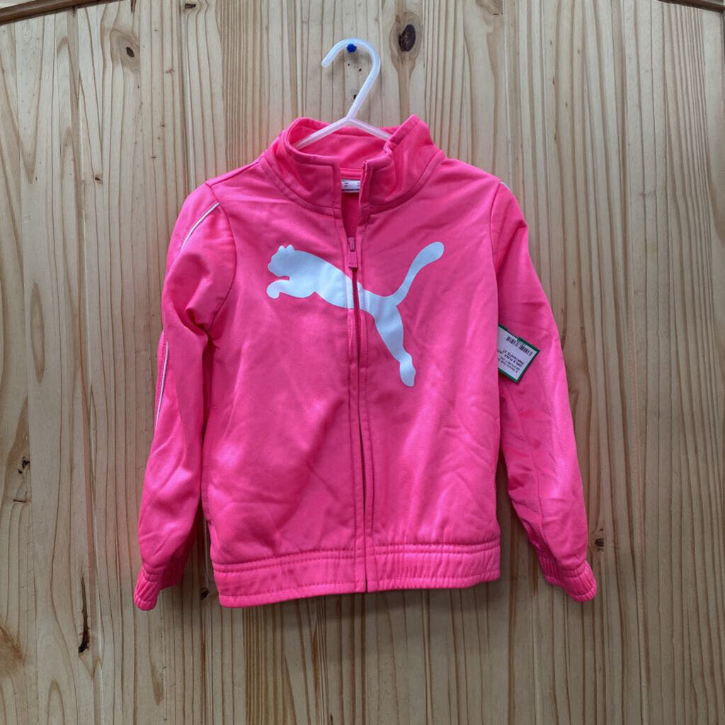 GIRLS PUMA JACKET BRIGHT PINK/WHITE 3T