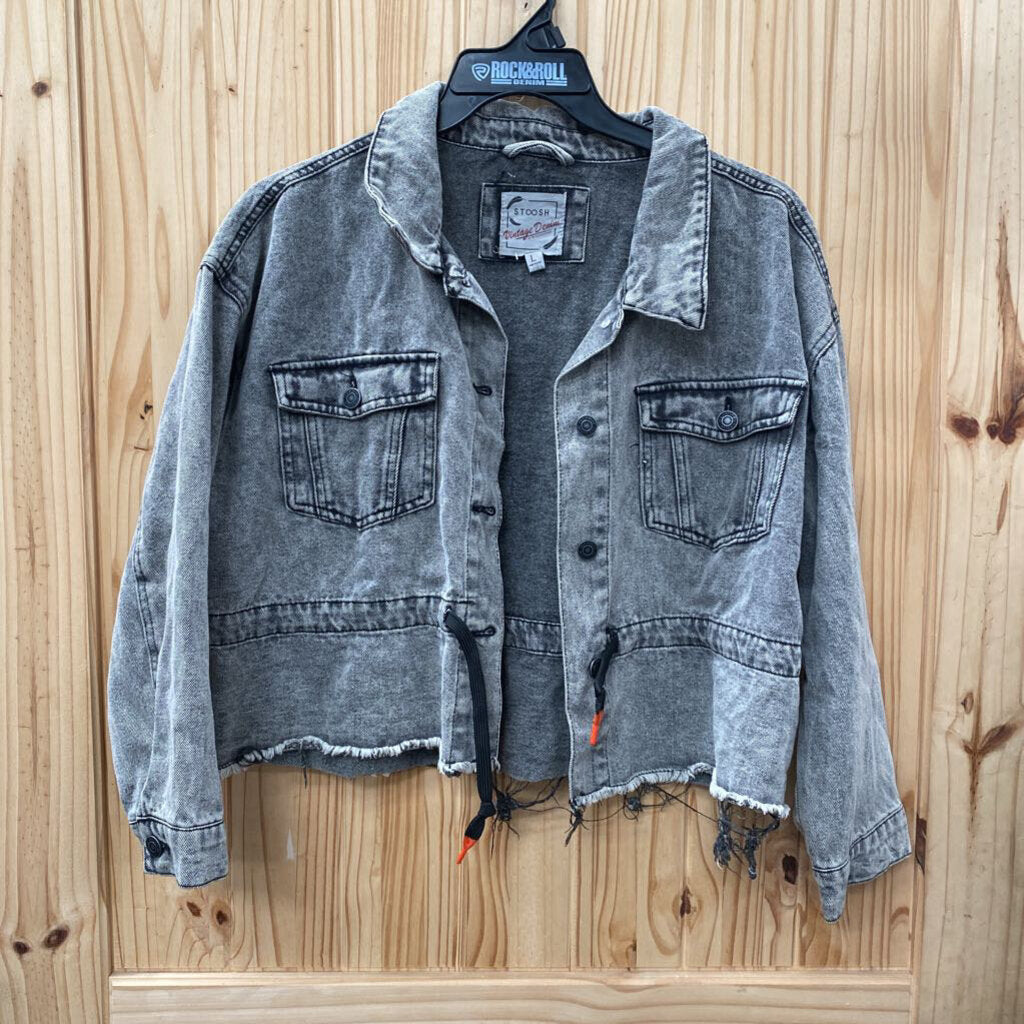 WOMENS STOOSH GREY WASHED DENIM JACKET L