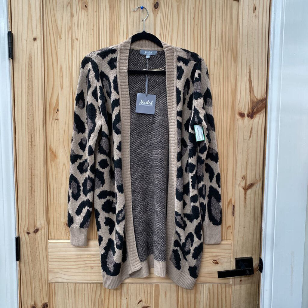 WOMENS MARLED LEOPARD SWEATER CARDIGAN M NWT