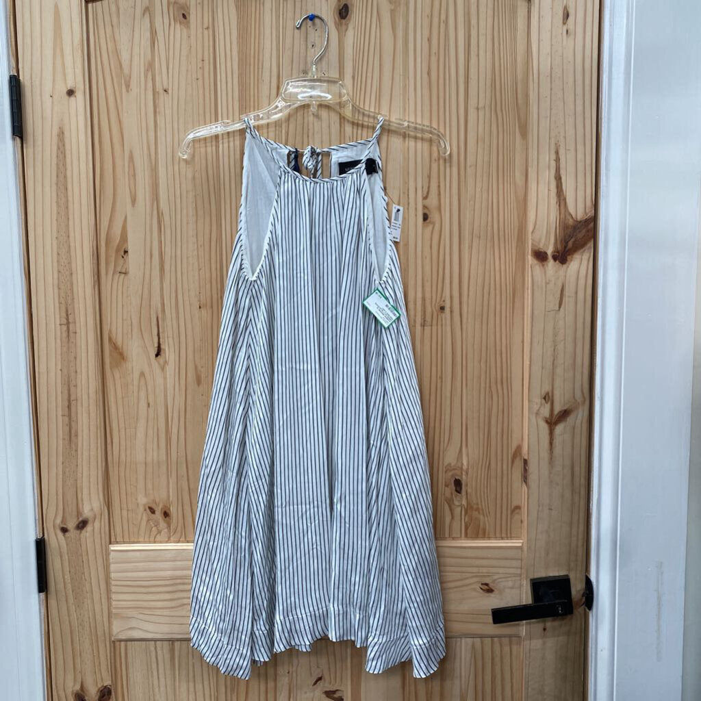 WOMENS MINKPINK SL DRESS NAVY BLUE/WHITE PINSTRIPE S NWT