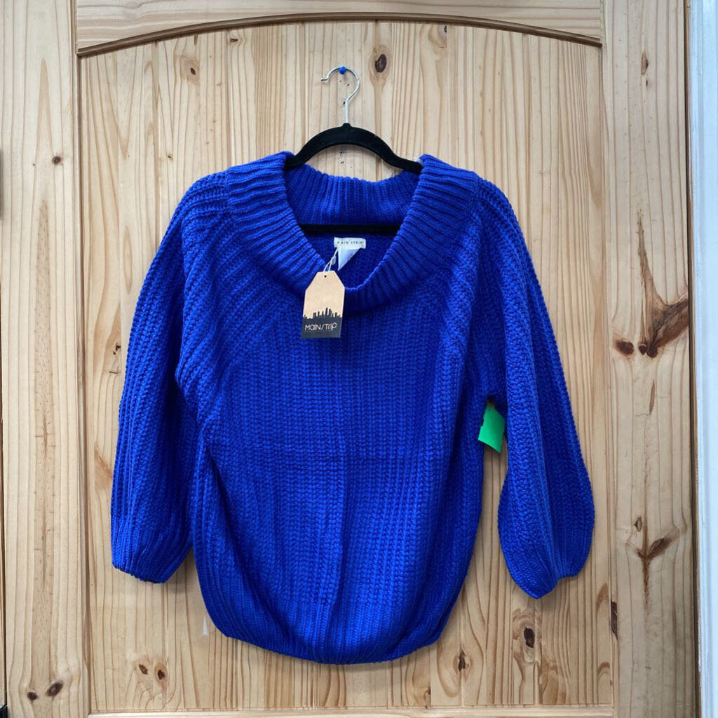 WOMENS MAIN STRIP ROYAL BLUE SWEATER S NWT