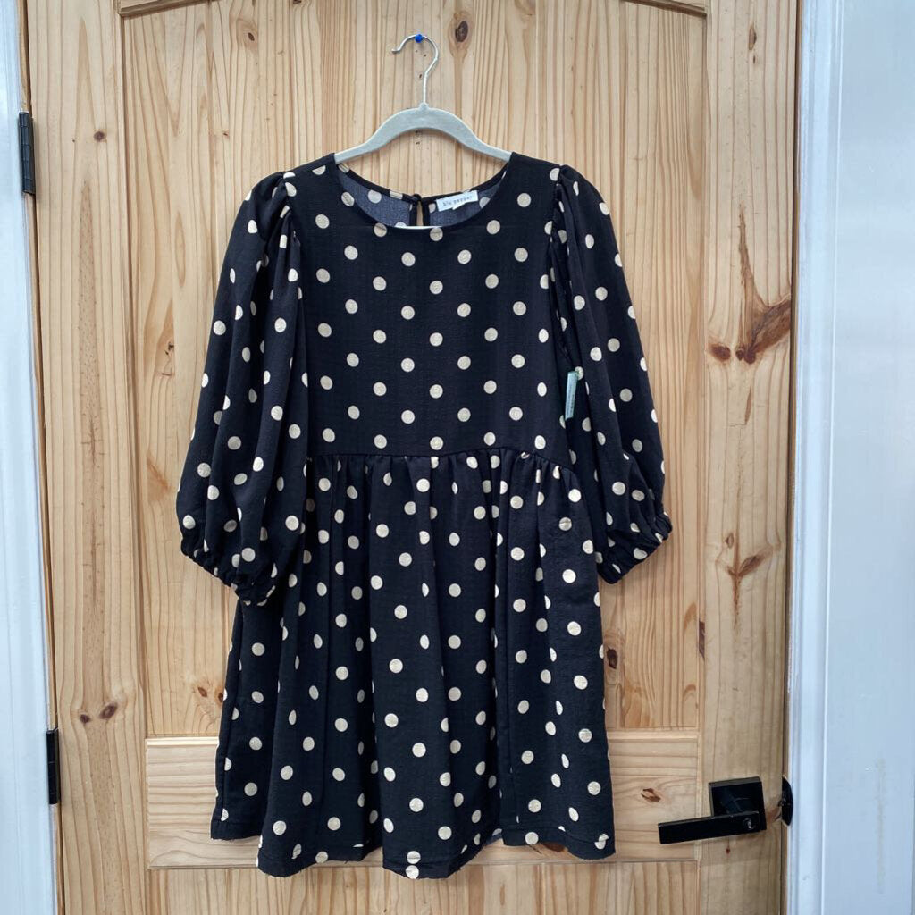WOMENS BLU PEPPER BLK DRESS W/TAUPE DOTS S