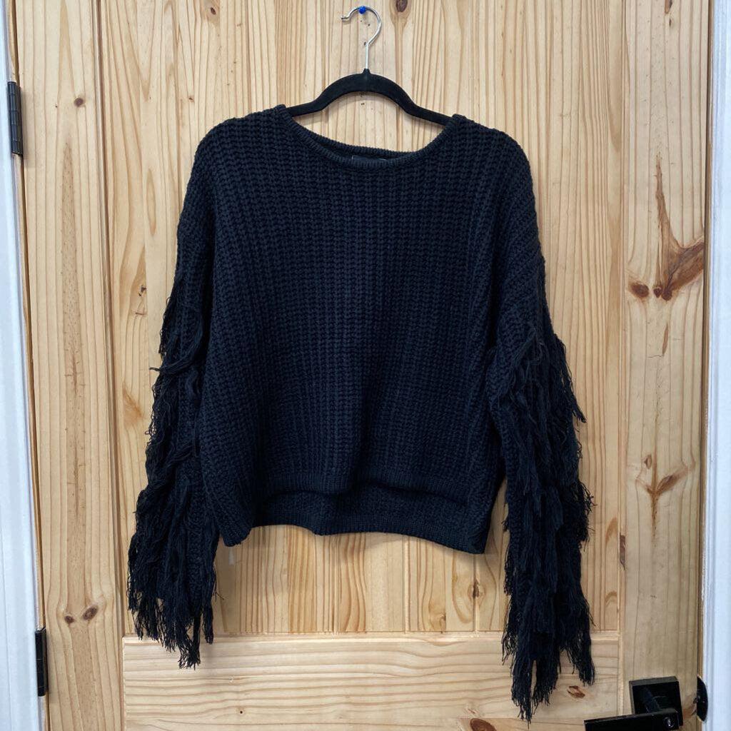 WOMENS VICI BLK SWEATER W/FRINGE S