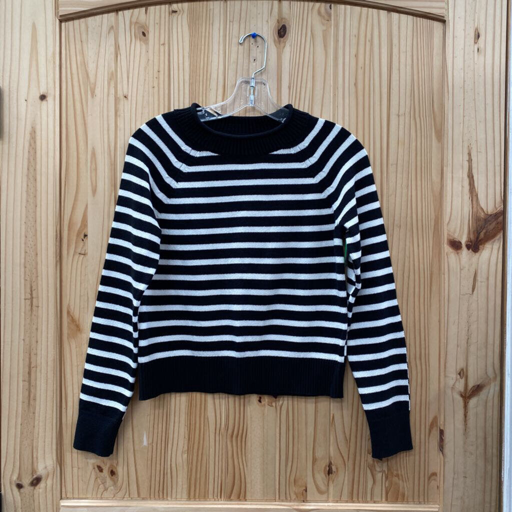 WOMENS BANANA REPUBLIC LS BLK/WHITE STRIPE SHIRT S NWT