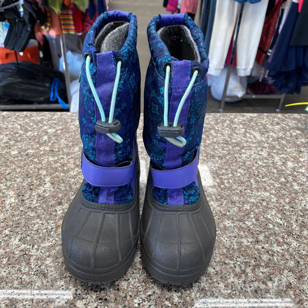GIRLS COLUMBIA SNOW BOOTS PURPLE/TURQUOISE 2 LIKE NEW