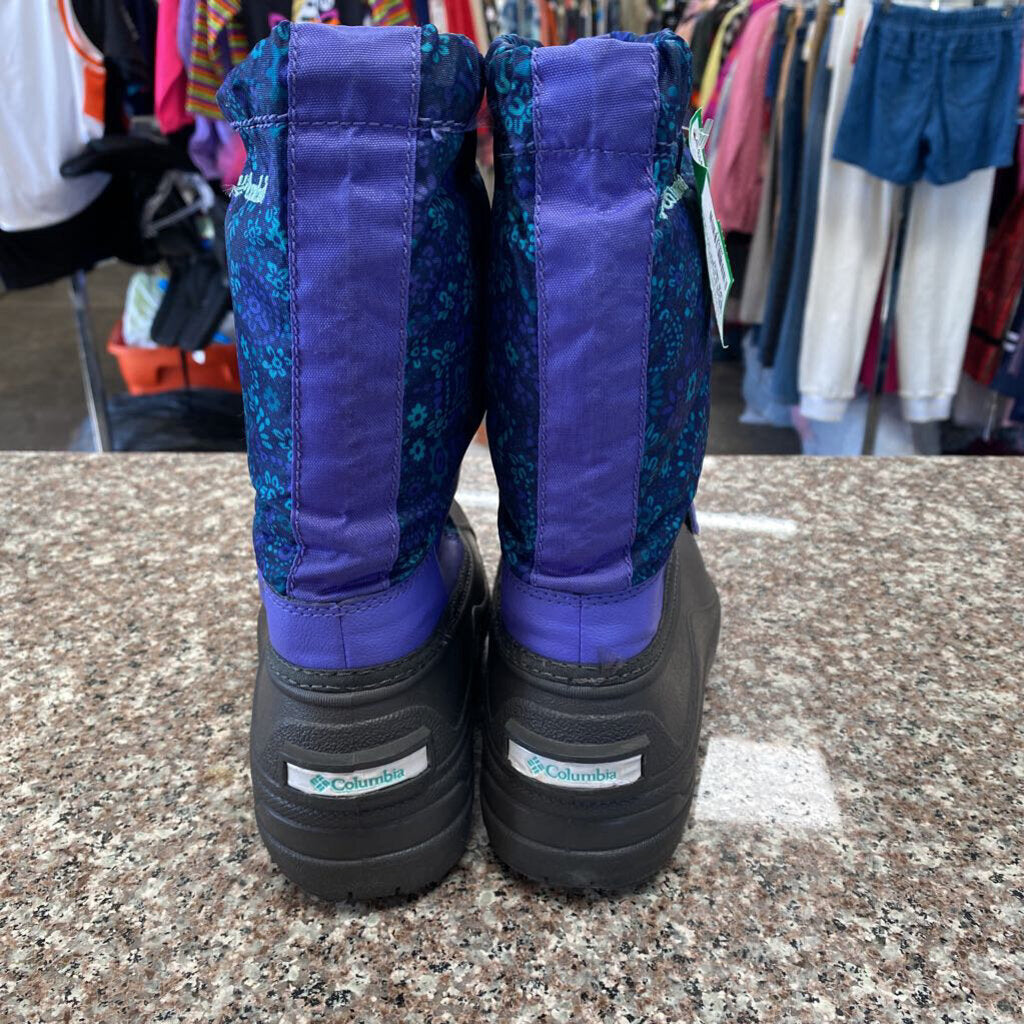 GIRLS COLUMBIA SNOW BOOTS PURPLE/TURQUOISE 2 LIKE NEW