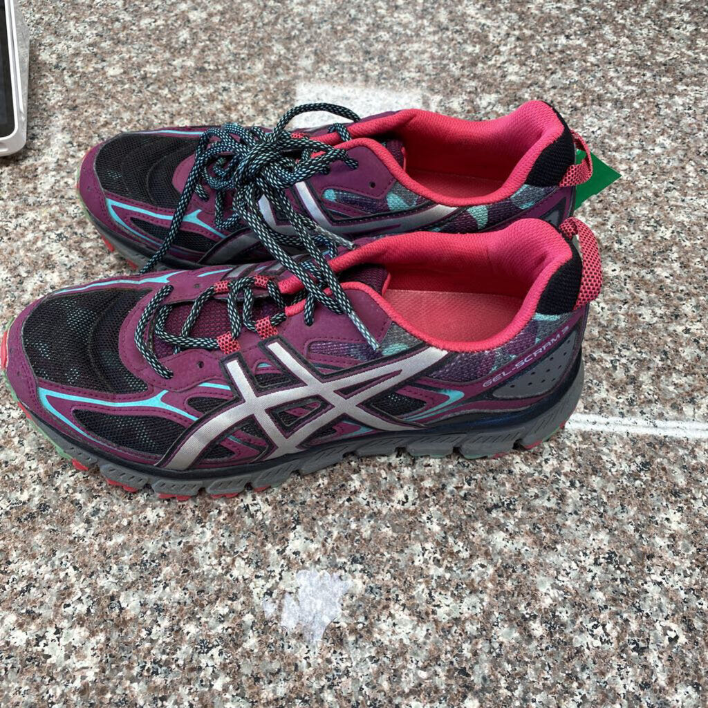 WOMENS ASICS SHOES PURPLE/GREY/TURQUOISE 10