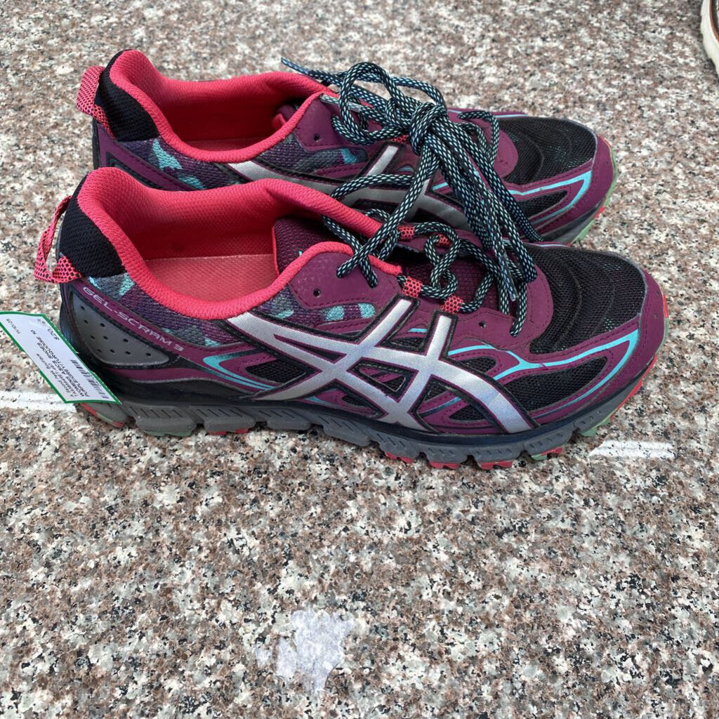 WOMENS ASICS SHOES PURPLE/GREY/TURQUOISE 10