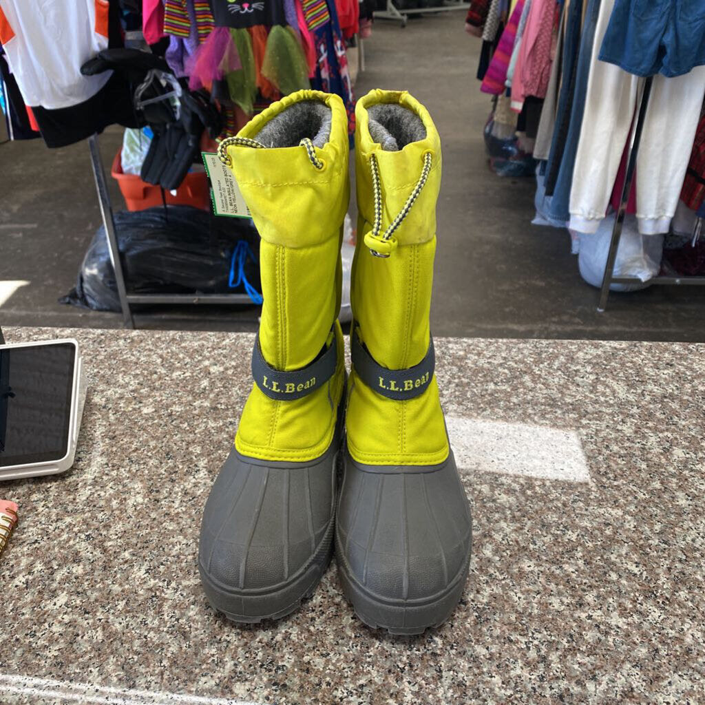L.L. BEAN INSULATED BOOTS NEON YELLOW/GREY 4