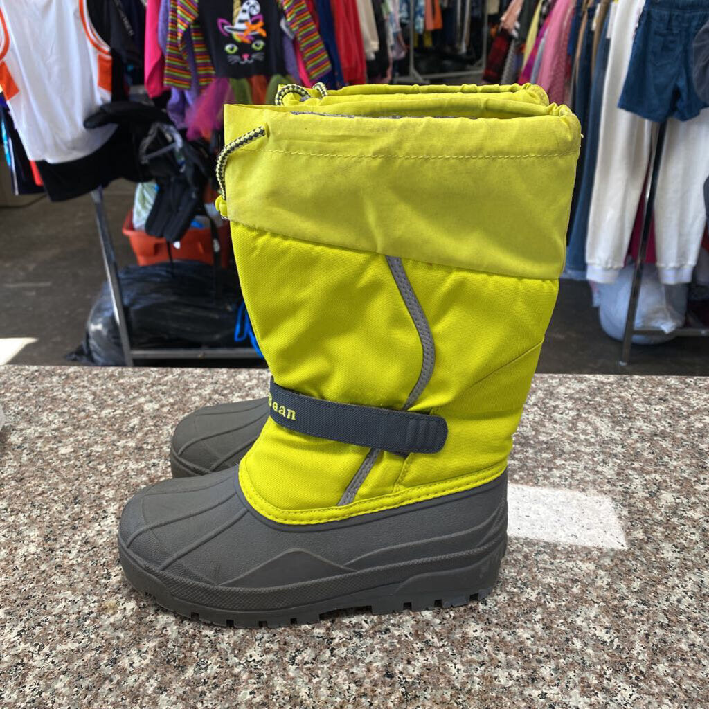 L.L. BEAN INSULATED BOOTS NEON YELLOW/GREY 4