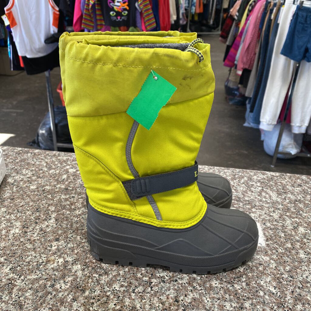 L.L. BEAN INSULATED BOOTS NEON YELLOW/GREY 4