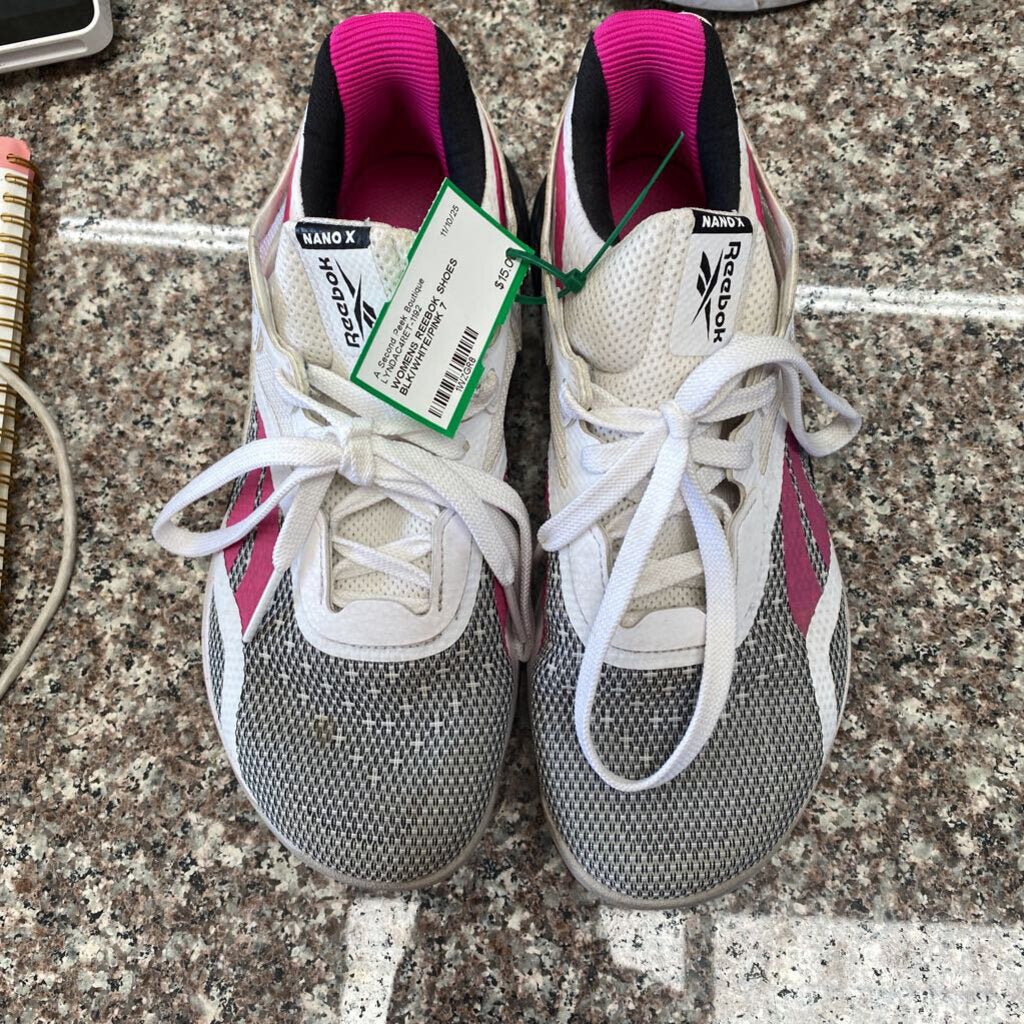 WOMENS REEBOK SHOES BLK/WHITE/PINK 7