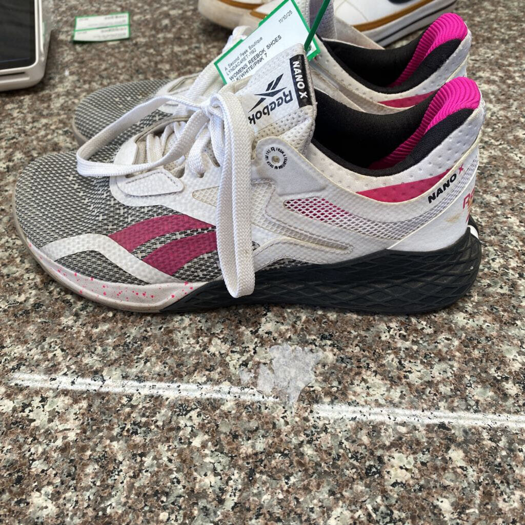 WOMENS REEBOK SHOES BLK/WHITE/PINK 7