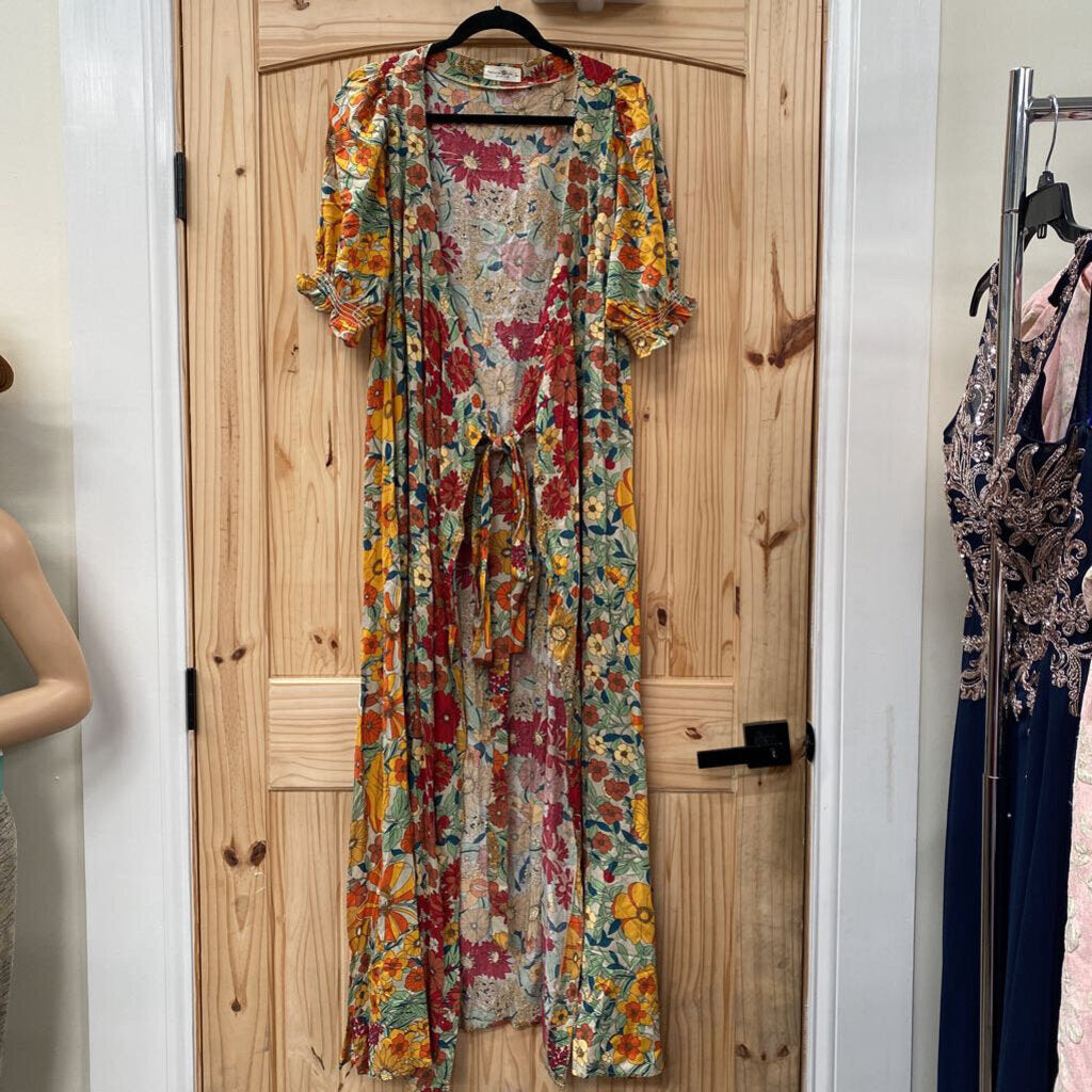 WOMENS NATURAL LIFE BEIGE FLORAL CARDIGAN L