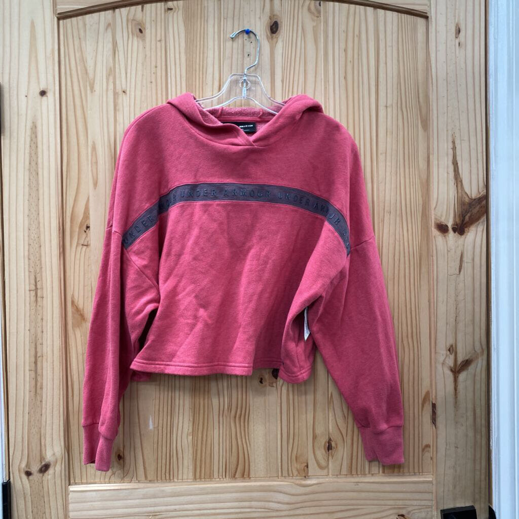 WOMENS UNDER ARMOUR CROP TOP HOODIE DK MAUVE/GREY S