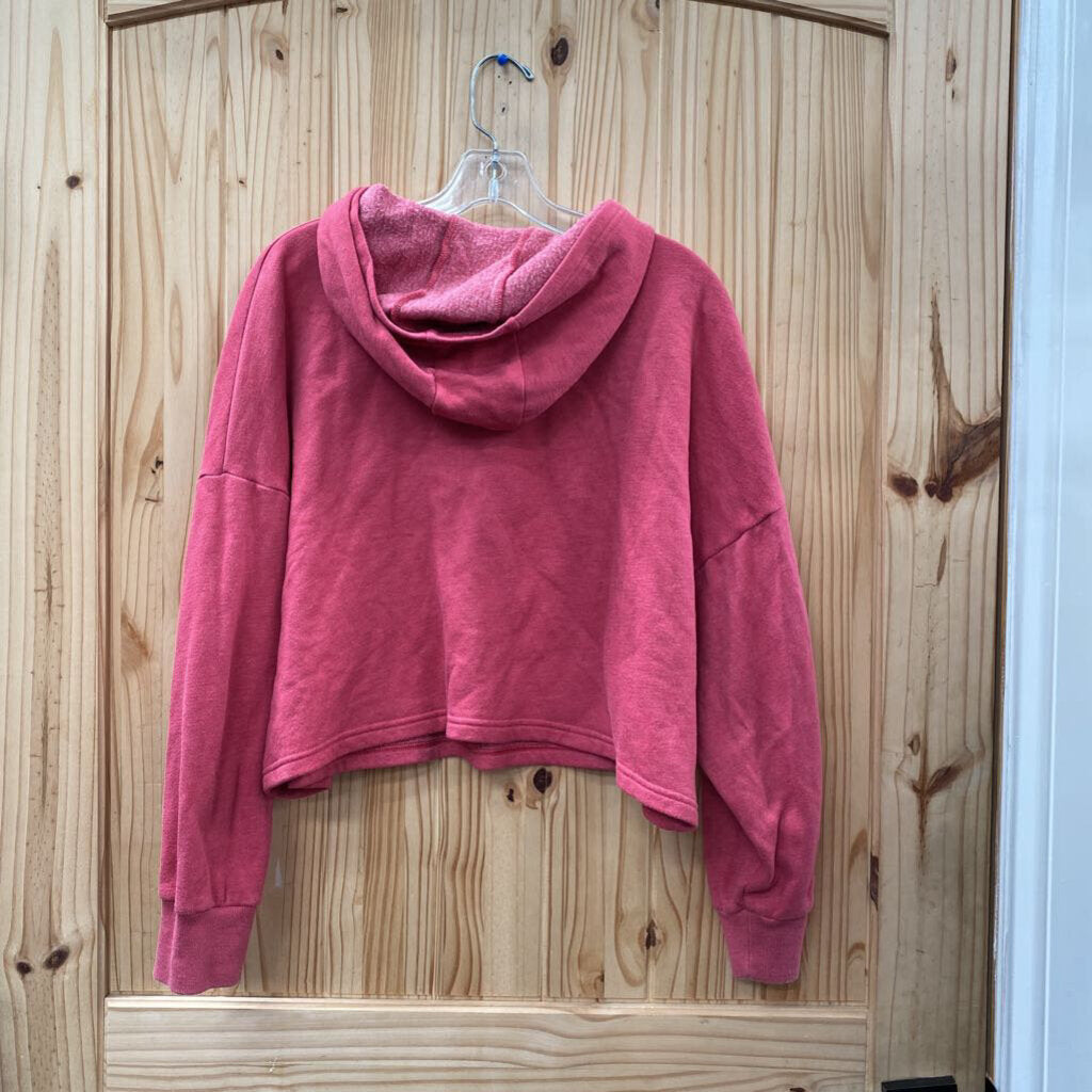 WOMENS UNDER ARMOUR CROP TOP HOODIE DK MAUVE/GREY S