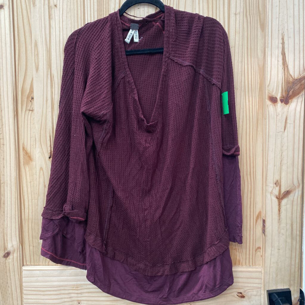 WOMENS FREE PEOPLE CASUAL MAROON TOP S NWT