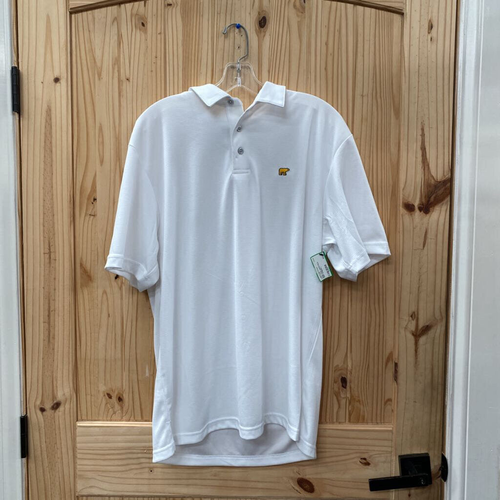 MENS JACK WHITE POLO SHIRT W/BEAR L