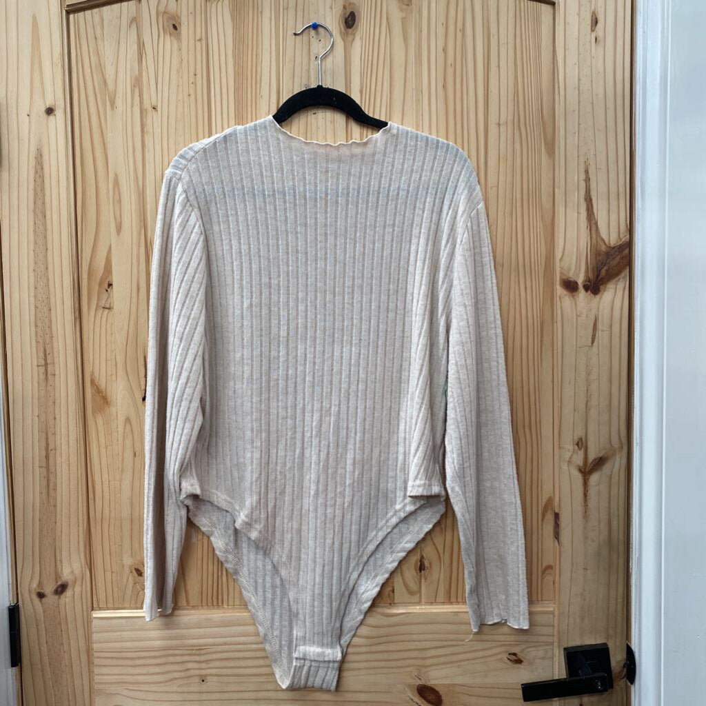 WOMENS BEIGE LS SWEATER BODYSUIT 3XL