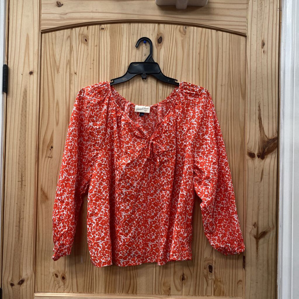 WOMENS UNIVERSAL THREAD ORANGE/WHITE CASUAL TOP L