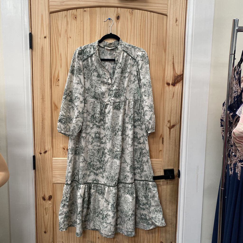 WOMEN UMGEE LS DRES IVORY/GREEN M