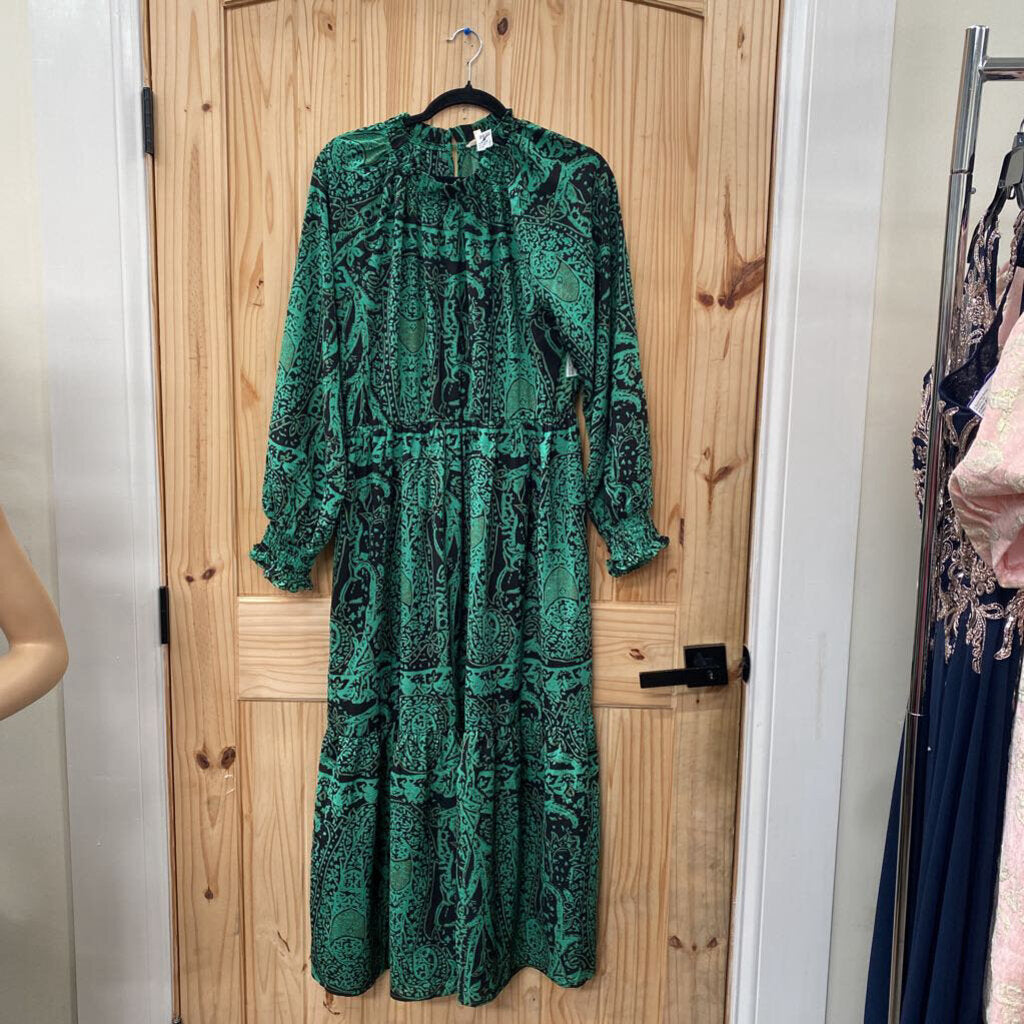 WOMENS JODIFL LS DRESS GREEN/BLK M