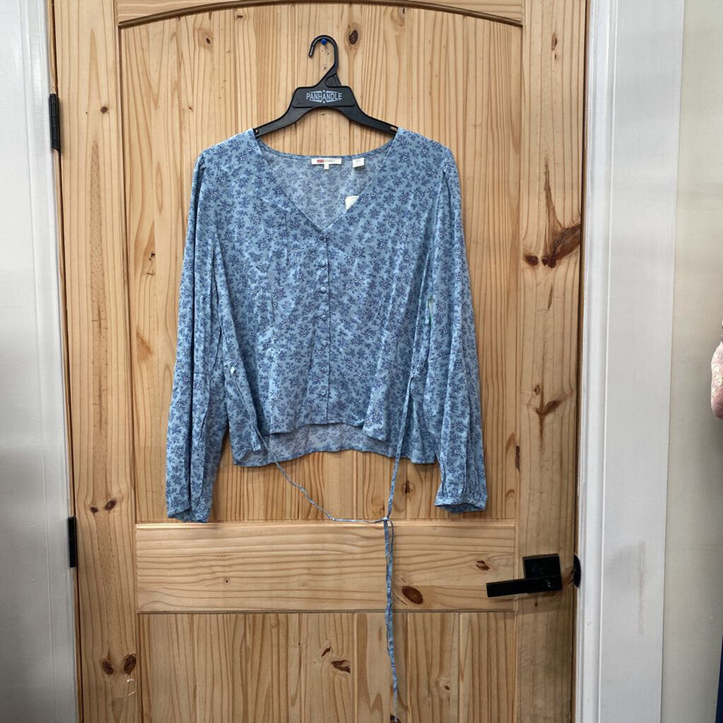 WOMENS LEVIS LT BLUE FLORAL TOP XL NWT