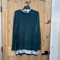 WOMENS SERRA DK GREEN/WHITE CASUAL TOP XL