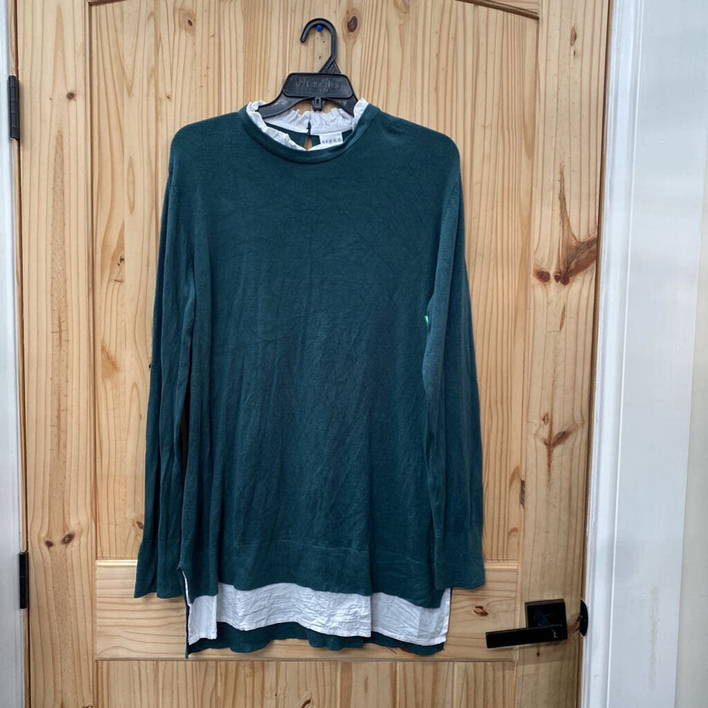 WOMENS SERRA DK GREEN/WHITE CASUAL TOP XL