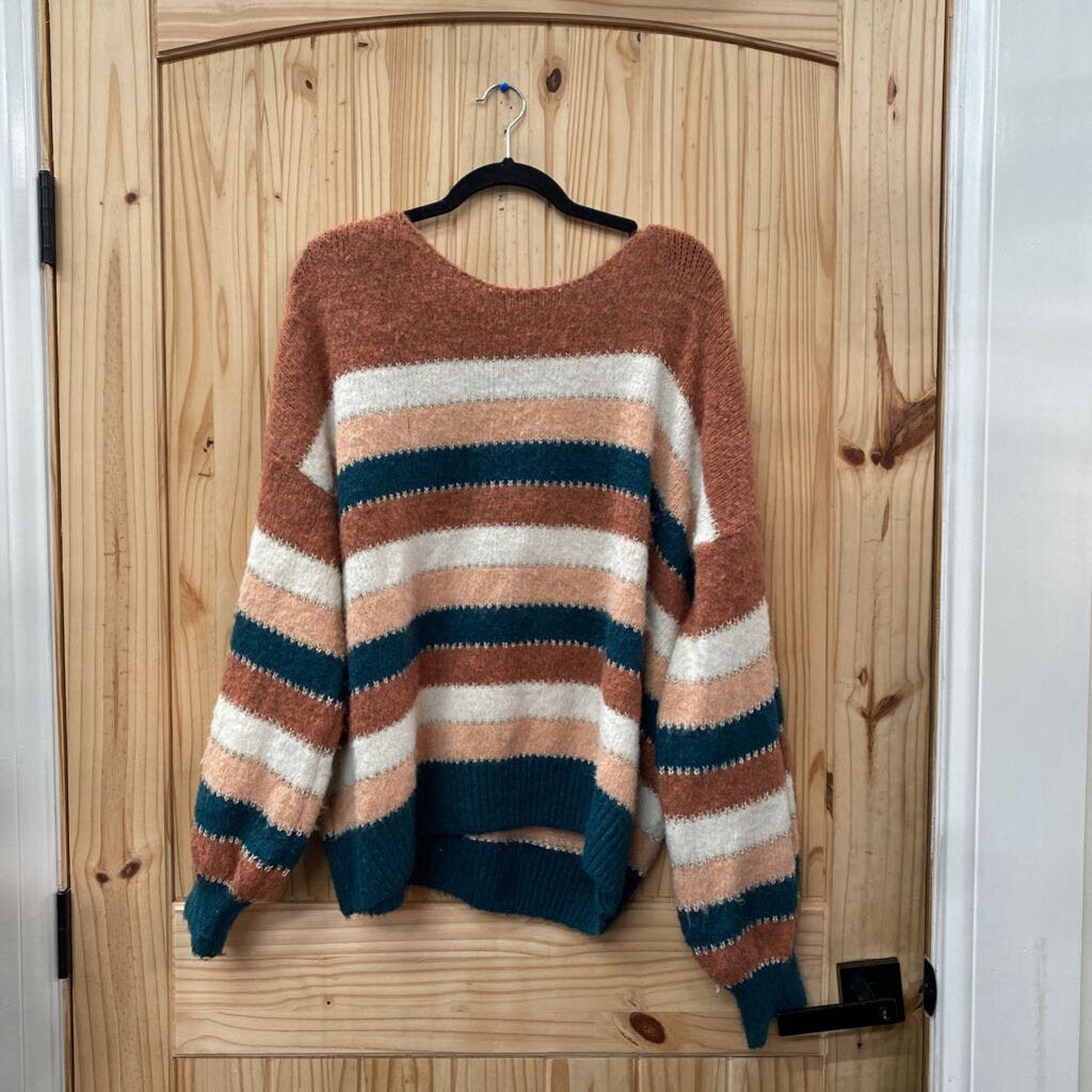 WOMENS DAVI & DANI SWEATER MAUVE/IVORY/PINK/DK GREEN 2XL