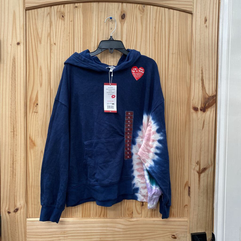 WOMENS WILDFOX HOODIE NAVY BLUE/WHITE/MAUVE XL NWT