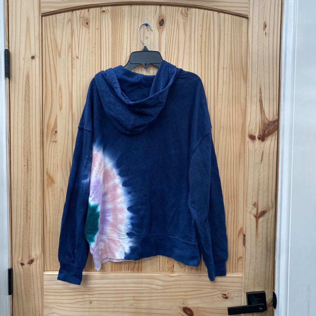 WOMENS WILDFOX HOODIE NAVY BLUE/WHITE/MAUVE L NWT