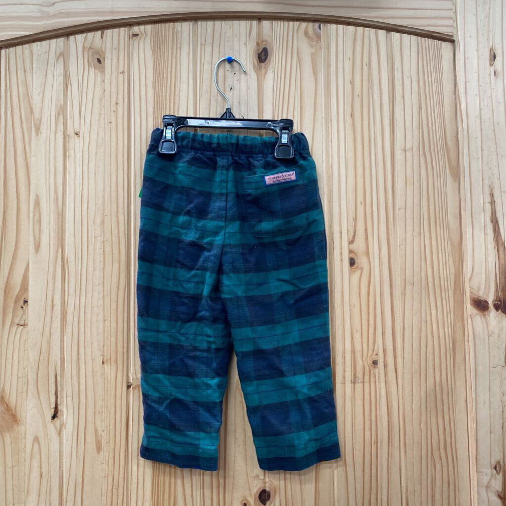 BOYS VINEYARD VINES PLAID PAJAMA PANTS DK NAVY BLUE/DK GREEN 2T