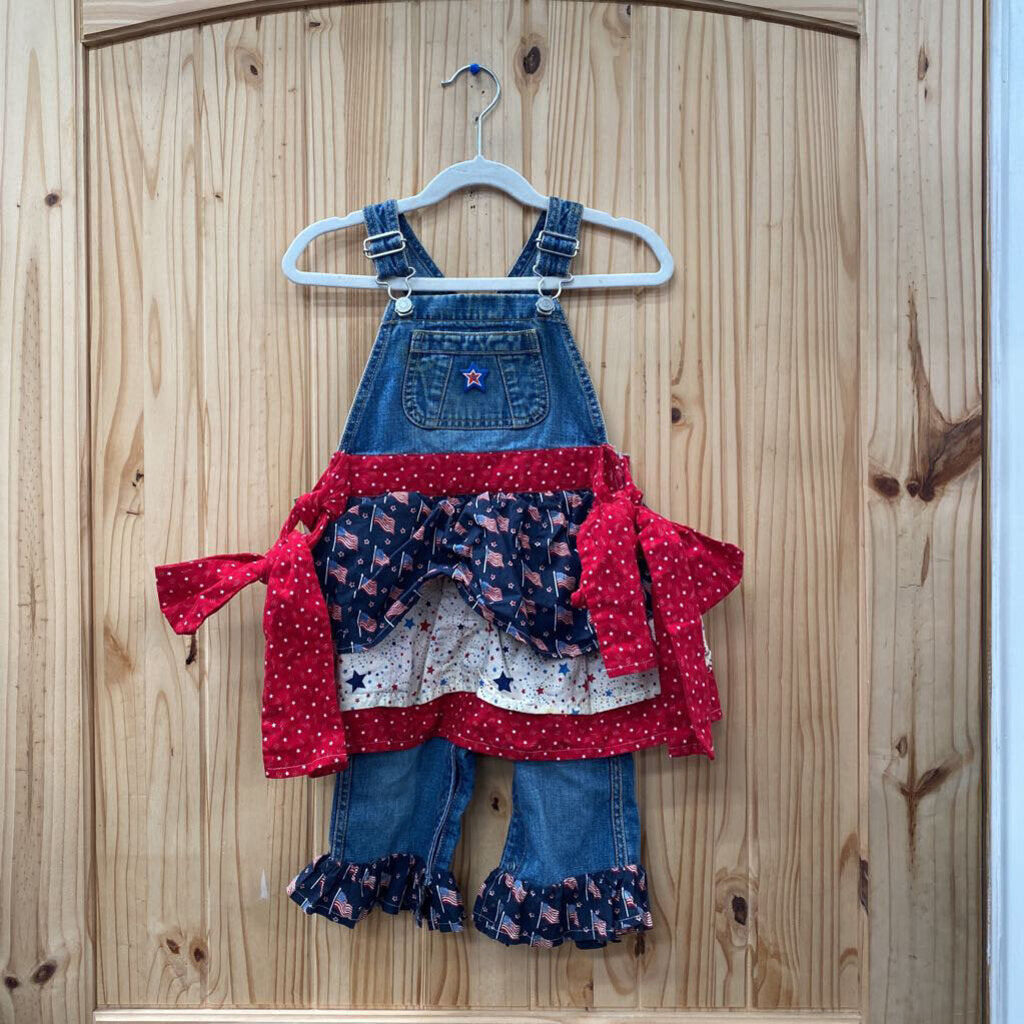 GIRLS OLD NAVY OVERALLS W/FLAGS/STARS 18/24M