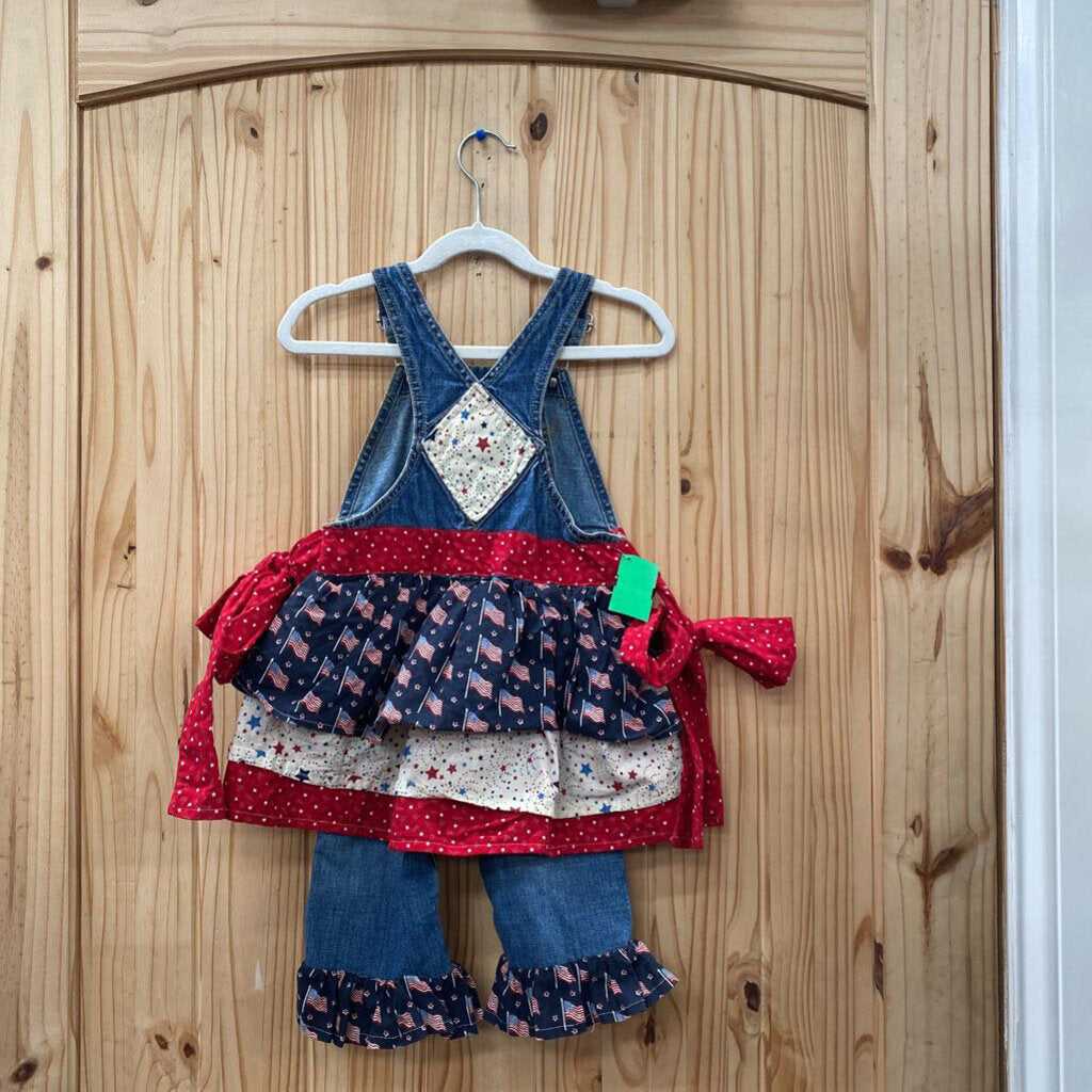 GIRLS OLD NAVY OVERALLS W/FLAGS/STARS 18/24M