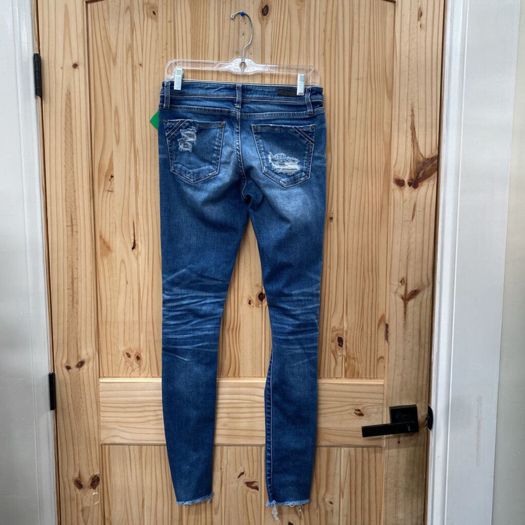 WOMENS BUCKLE BLACK DENIM DIST. JEANS 25