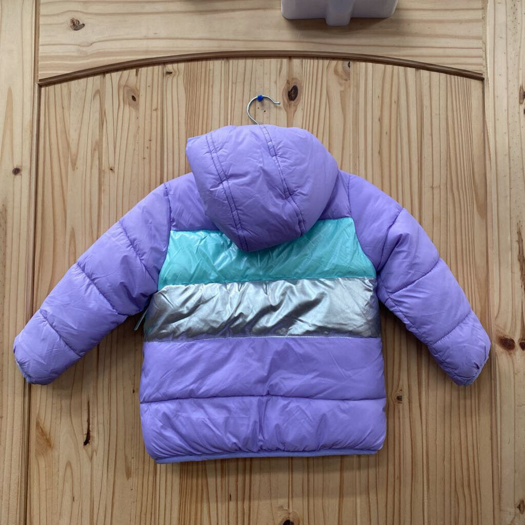GIRLS COZY PUFFER JACKET LT PURPLE/TURQUOISE/SILVER 3T