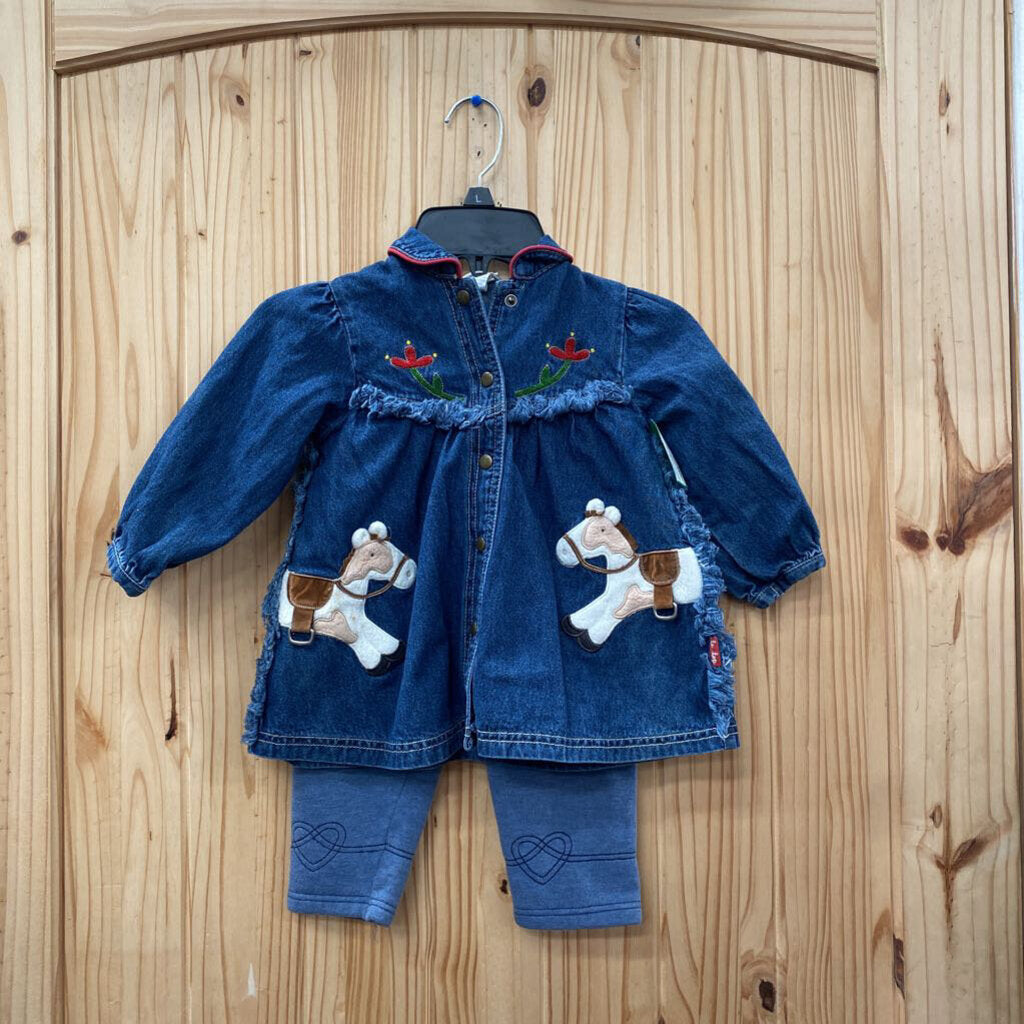 GIRLS LE TOP 2PC SET DENIM/BLUE 24M